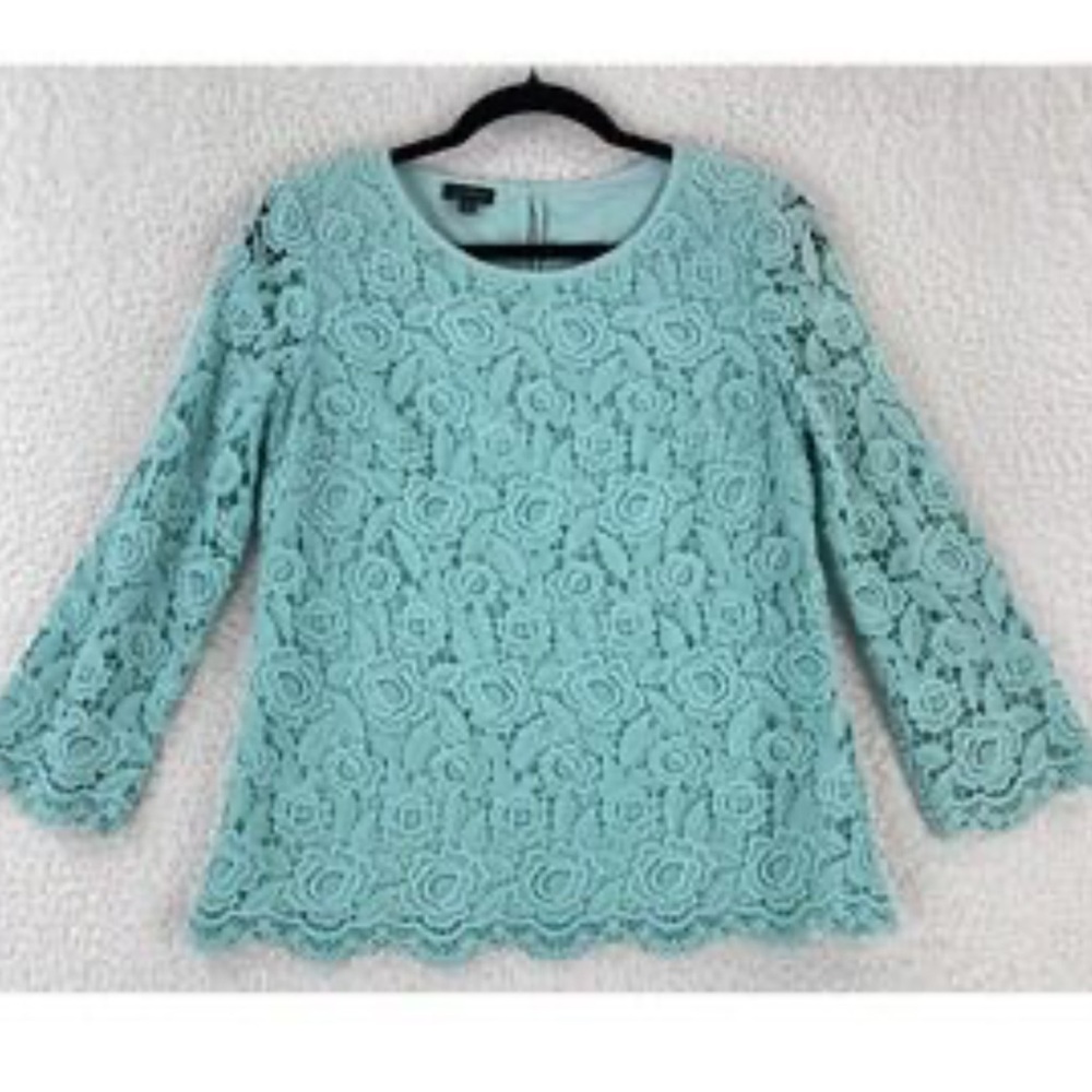 Talbots Lace Women Top in Teal size 12